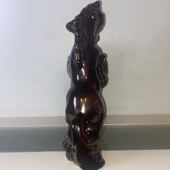 Mid-Century Fighting Stallions Statue Ceramic Bronze Glaze-Vintage 1960’s - Picture 11 of 13